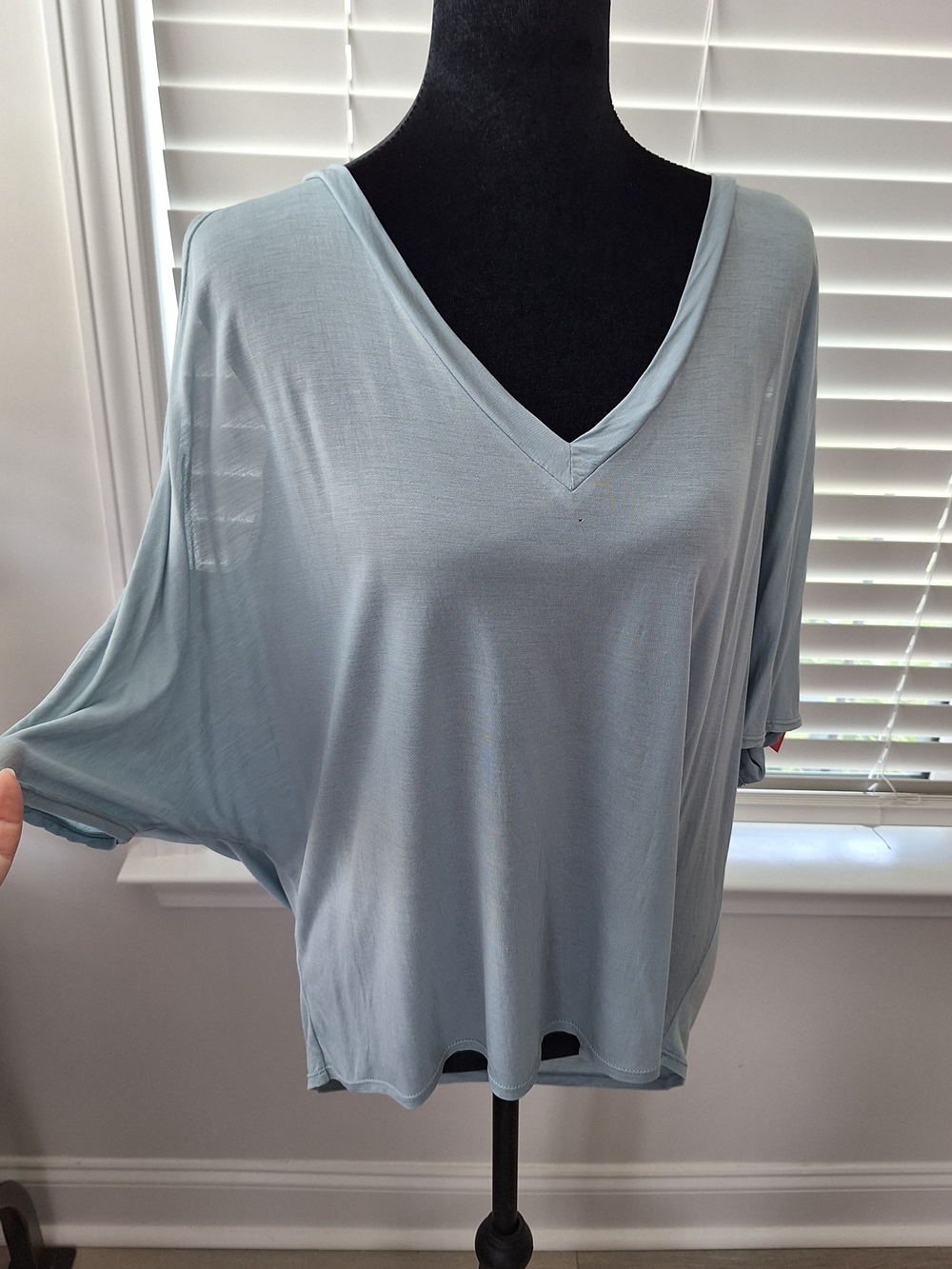 JoyLab Light Blue V-Neck Relaxed Short Sleeve Top
